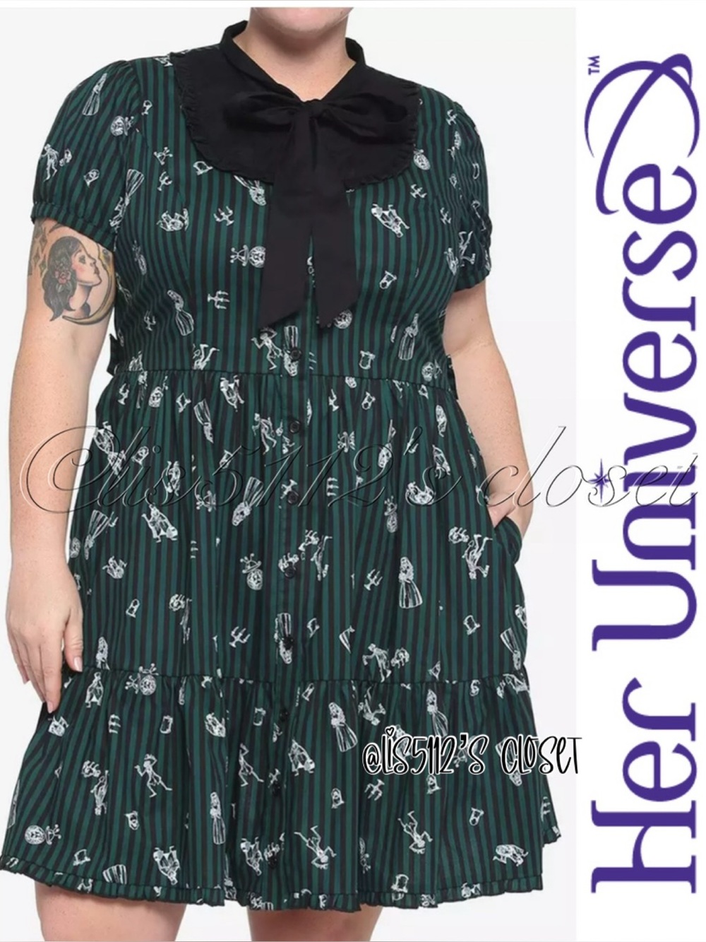 Her Universe Disney The Haunted Mansion Icons Stripe Dress 2X 18 20